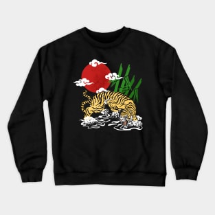 tiger and red moon Crewneck Sweatshirt